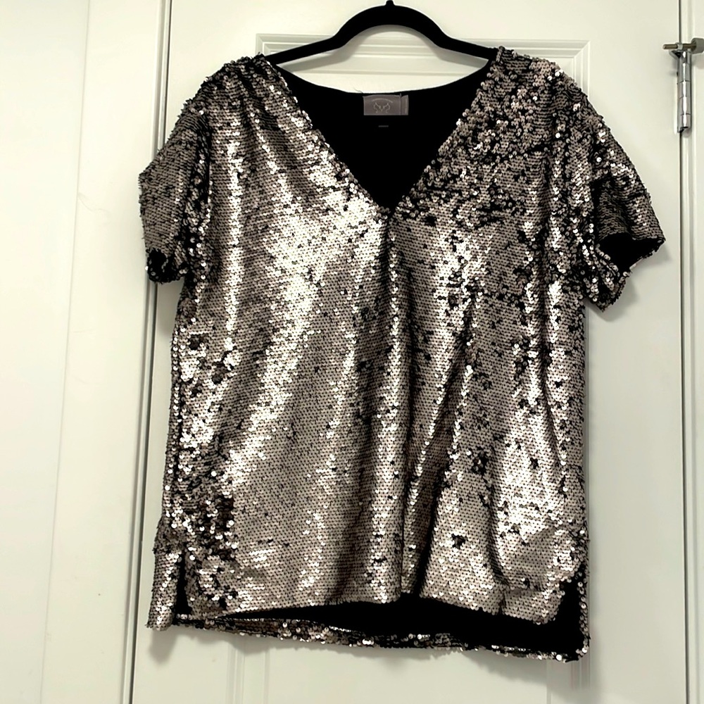 Anthropologie Vanessa Virginia Sequin Top S Small